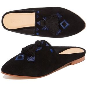 SOLUDOS Palazzo Mule Black Embroidered NIB